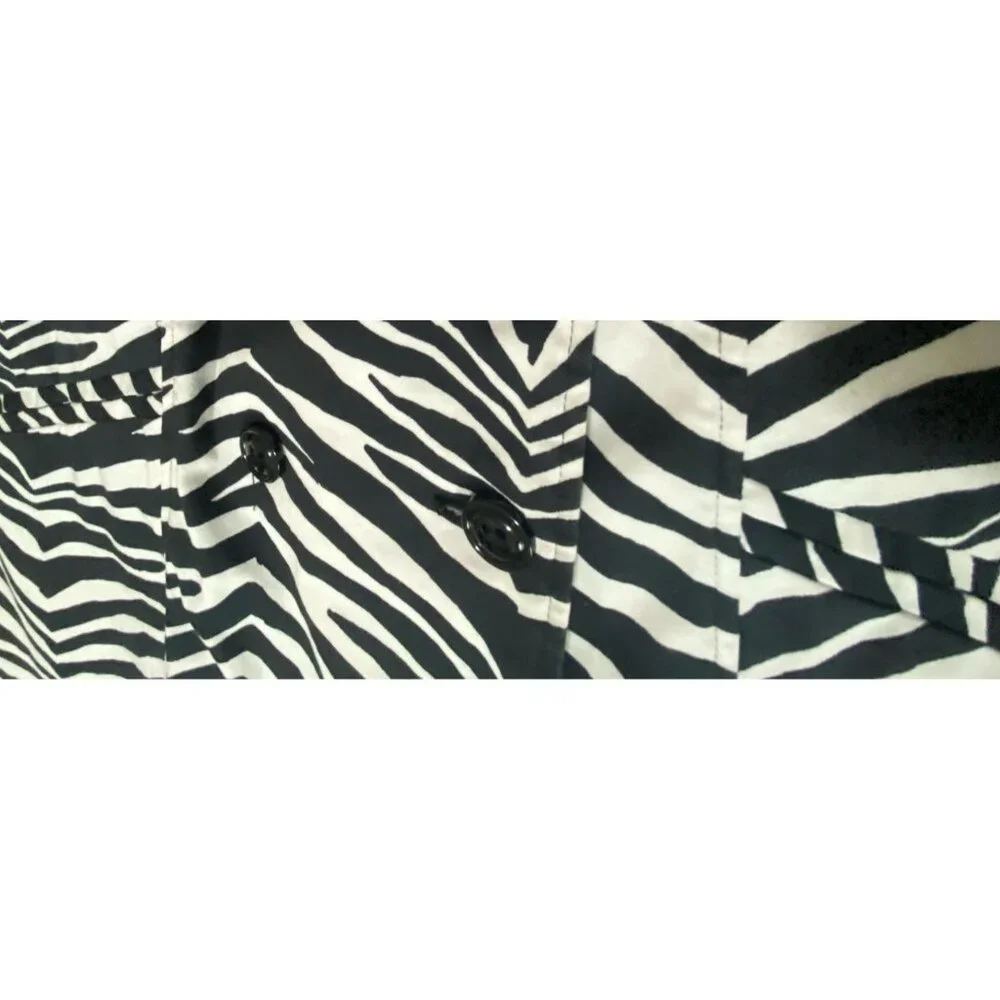 Lane Bryant Size 18 Jacket Zebra Pattern Coat 3/4 Sleeve Double Breasted - Picture 12 of 13